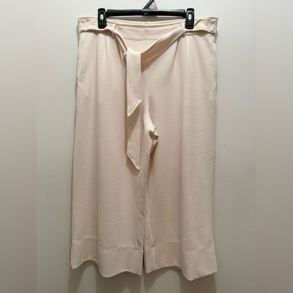 John PaulRichard Cream Wide-Leg Pants with Tie Waist